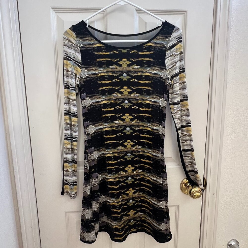 Silence + Noise Black and Yellow Mesh Bodycon Dress Size S Like New